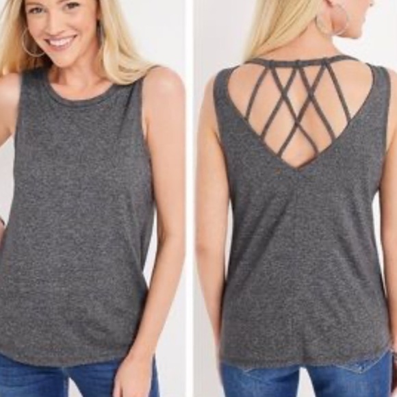 MAURICES RIVERSIDE TANK TOO LATTICE CUT OUT WHITE W BLACK STRIPE SIZE L - Picture 9 of 12